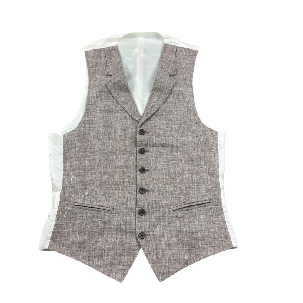 Suitsupply Brown Di Sandro Cotton Linen Waistcoat Vest 34R W180102I
